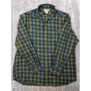 Duluth Trading Co Shirt Mens Palid Flannel XL Green Button Up Long Sleeve